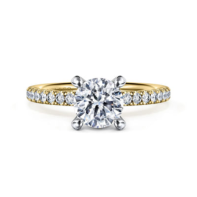 Stasia - 14K White-Yellow Gold Round Diamond Engagement Ring