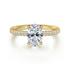 14K Yellow Gold Oval Diamond Engagement Ring