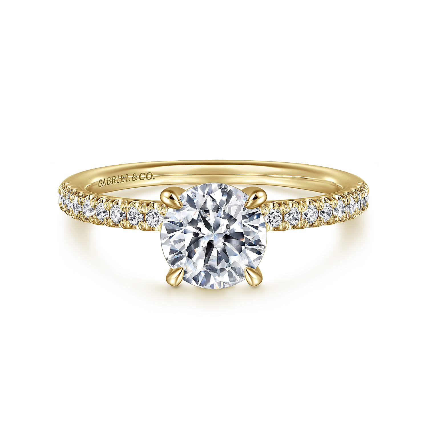 Stasia - 14K Yellow Gold Round Cut Diamond Engagement Ring