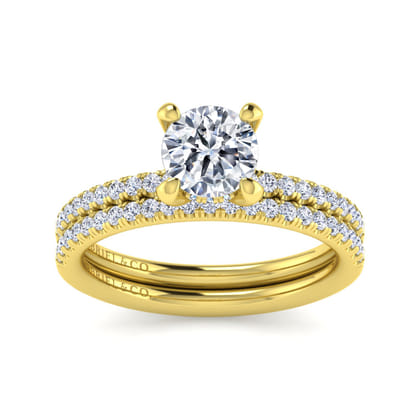 Stasia - 14K Yellow Gold Round Cut Diamond Engagement Ring