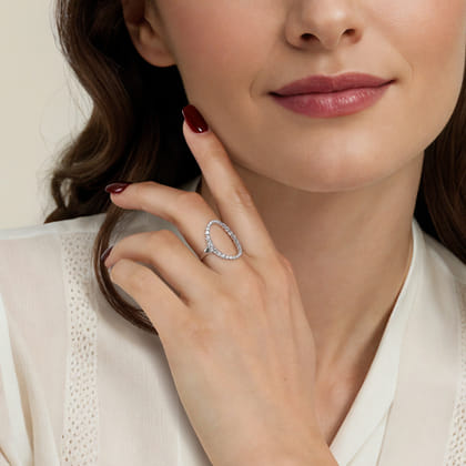 Statement Fashion Ring 14K White Gold Diamond 0.5ct