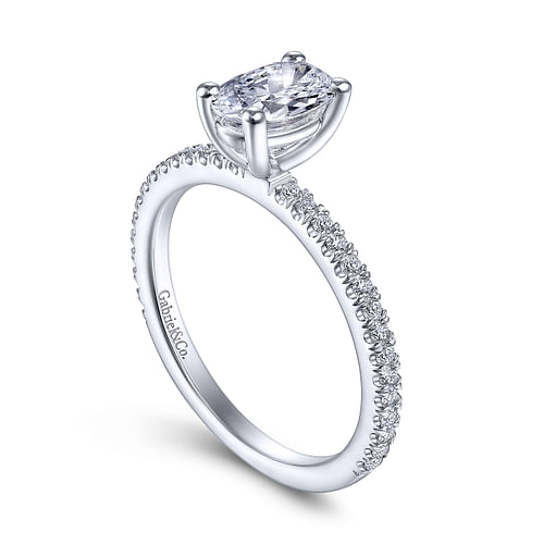 Stefanie - 14K White Gold Oval Diamond Engagement Ring - 0.19 ct - Shot 3