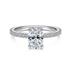 14K White Gold Oval Diamond Engagement Ring