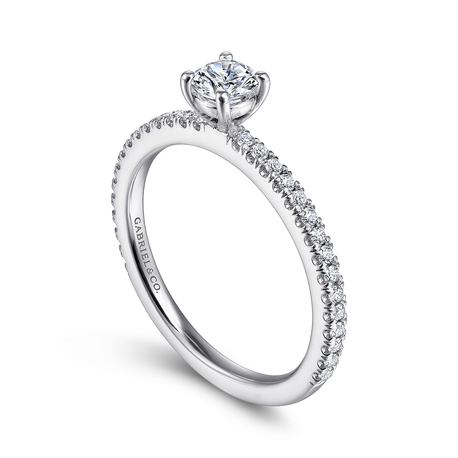 Stefanie - 14K White Gold Round Diamond Engagement Ring - 0.19 ct - Shot 3