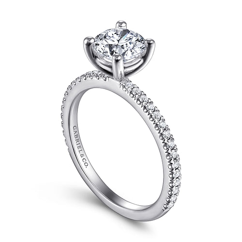 Stefanie - 14K White Gold Round Diamond Engagement Ring - 0.19 ct - Shot 3
