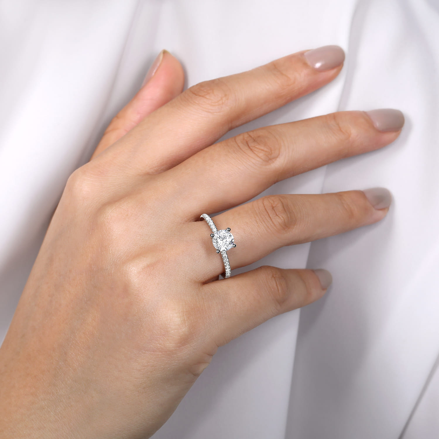 Stefanie - 14K White Gold Round Diamond Engagement Ring