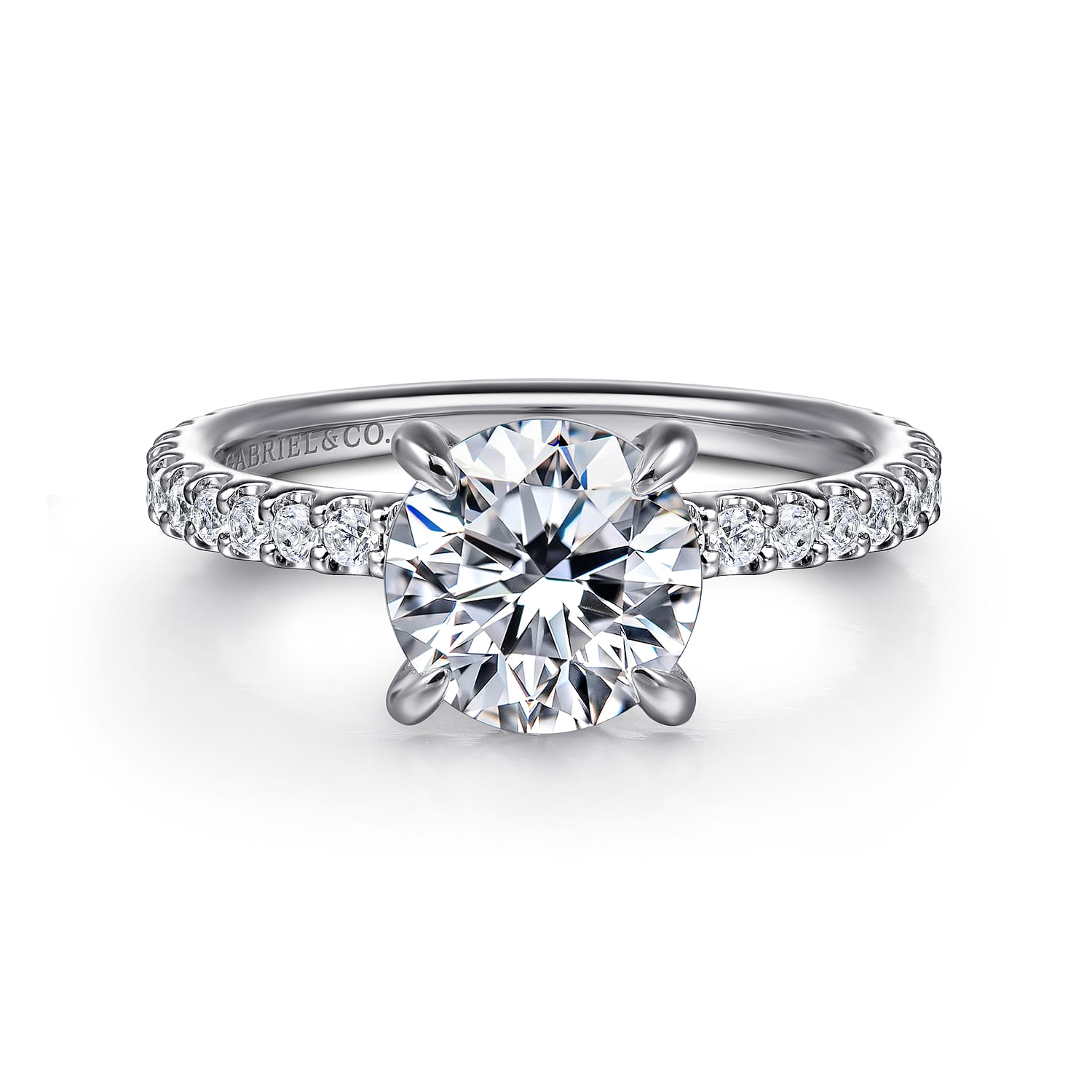 Stefie - 14K White Gold Round Diamond Engagement Ring