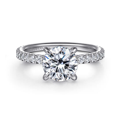 Stefie - 14K White Gold Round Diamond Engagement Ring