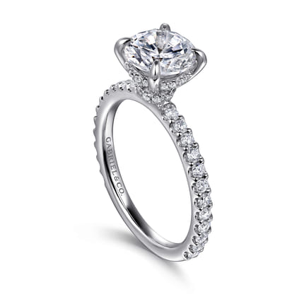 Stefie - 14K White Gold Round Diamond Engagement Ring