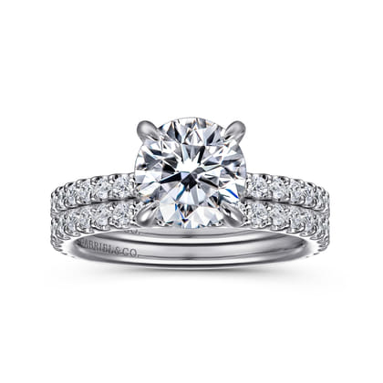Stefie - 14K White Gold Round Diamond Engagement Ring
