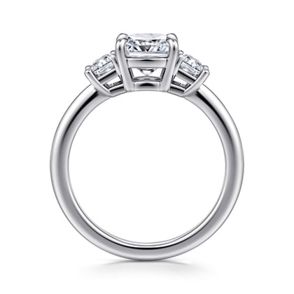 Stephi - 14K White Gold Cushion Cut Three Stone Diamond Engagement Ring