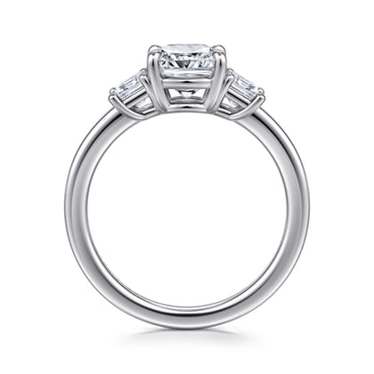 Stephi - 14K White Gold Cushion Cut Three Stone Diamond Engagement Ring
