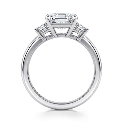 Stephi - 14K White Gold Emerald Cut Three Stone Diamond Engagement Ring