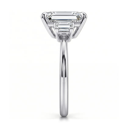 Stephi - 14K White Gold Emerald Cut Three Stone Diamond Engagement Ring