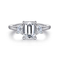 Stephi - 14K White Gold Emerald Cut Three Stone Diamond Engagement Ring