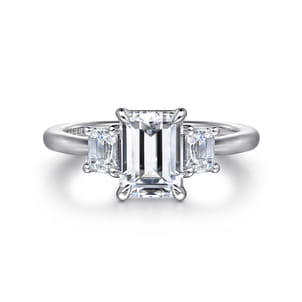 Stephi - 14K White Gold Emerald Cut Three Stone Diamond Engagement Ring