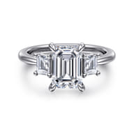 Stephi - 14K White Gold Emerald Cut Three Stone Diamond Engagement Ring