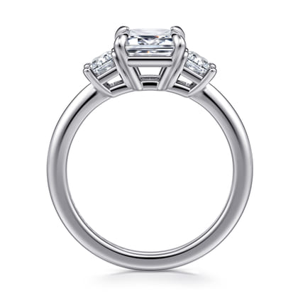 Stephi - 14K White Gold Emerald Cut Three Stone Diamond Engagement Ring