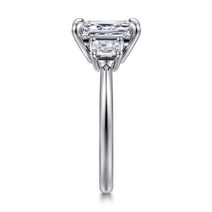 Stephi - 14K White Gold Emerald Cut Three Stone Diamond Engagement Ring