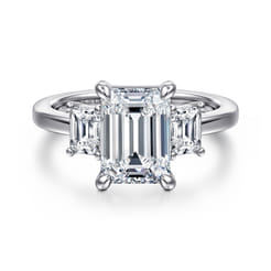 Stephi - 14K White Gold Emerald Cut Three Stone Diamond Engagement Ring