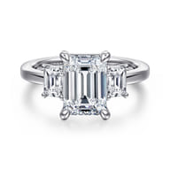 Stephi - 14K White Gold Emerald Cut Three Stone Diamond Engagement Ring