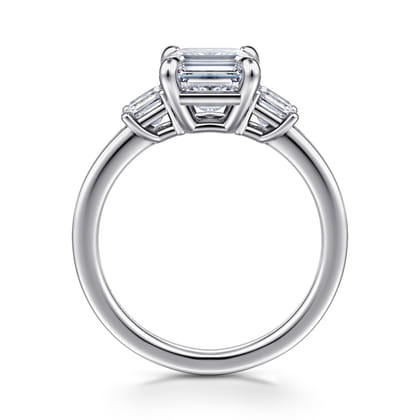 Stephi - 14K White Gold Emerald Cut Three Stone Diamond Engagement Ring