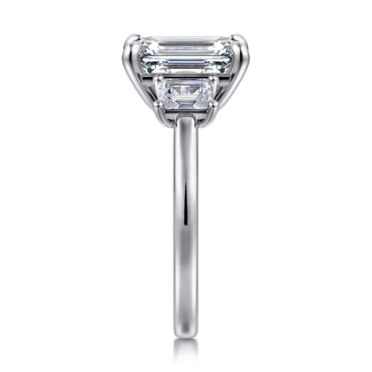 Stephi - 14K White Gold Emerald Cut Three Stone Diamond Engagement Ring