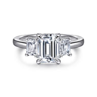 Stephi - 14K White Gold Emerald Cut Three Stone Diamond Engagement Ring