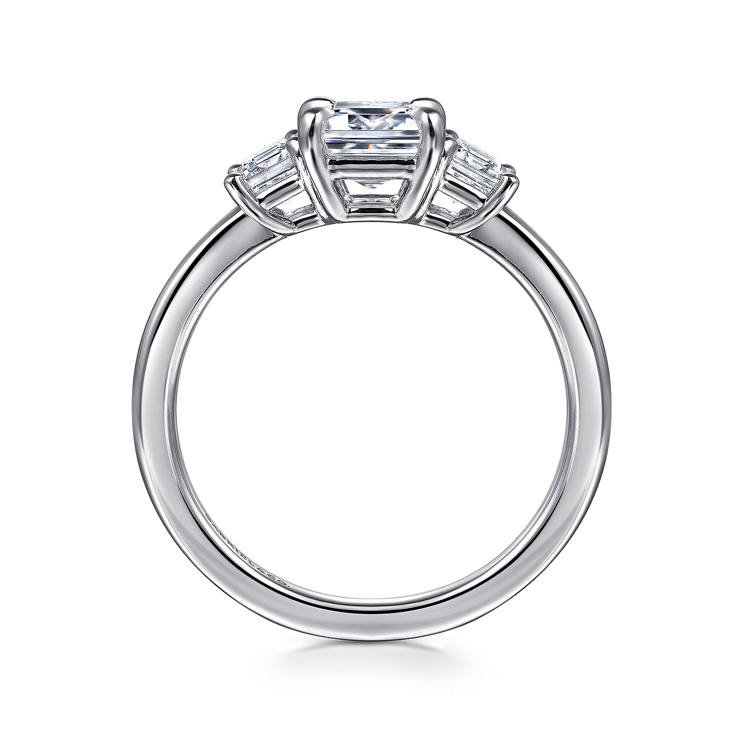 Stephi - 14K White Gold Emerald Cut Three Stone Diamond Engagement Ring