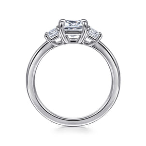 Stephi - 14K White Gold Emerald Cut Three Stone Diamond Engagement Ring