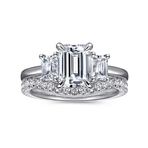 Stephi - 14K White Gold Emerald Cut Three Stone Diamond Engagement Ring
