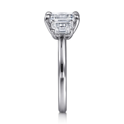 Stephi - 14K White Gold Emerald Cut Three Stone Diamond Engagement Ring