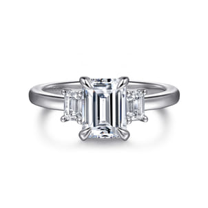 Stephi - 14K White Gold Emerald Cut Three Stone Diamond Engagement Ring