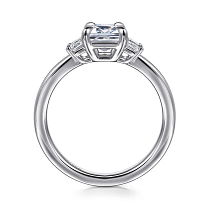Stephi - 14K White Gold Emerald Cut Three Stone Diamond Engagement Ring