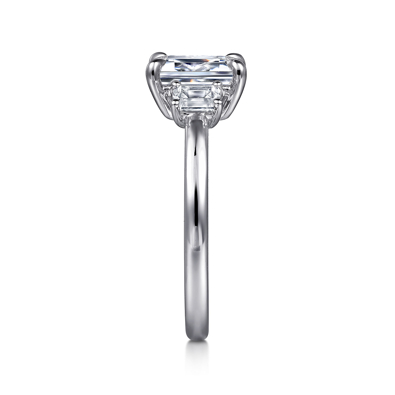 Stephi - 14K White Gold Emerald Cut Three Stone Diamond Engagement Ring