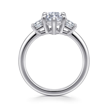 Stephi - 14K White Gold Marquise Shape Three Stone Diamond Engagement Ring
