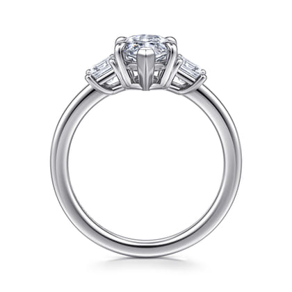 Stephi - 14K White Gold Marquise Shape Three Stone Diamond Engagement Ring
