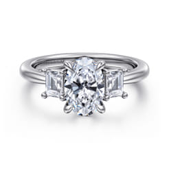 Stephi - 14K White Gold Oval Three Stone Diamond Engagement Ring