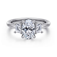 Stephi - 14K White Gold Oval Three Stone Diamond Engagement Ring