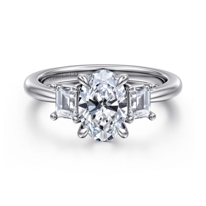 Stephi - 14K White Gold Oval Three Stone Diamond Engagement Ring