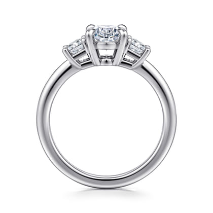 Stephi - 14K White Gold Oval Three Stone Diamond Engagement Ring