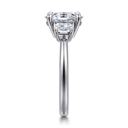 Stephi - 14K White Gold Oval Three Stone Diamond Engagement Ring