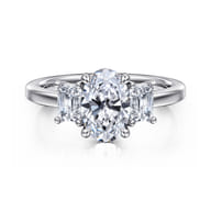 Stephi - 14K White Gold Oval Three Stone Diamond Engagement Ring