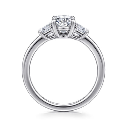 Stephi - 14K White Gold Oval Three Stone Diamond Engagement Ring