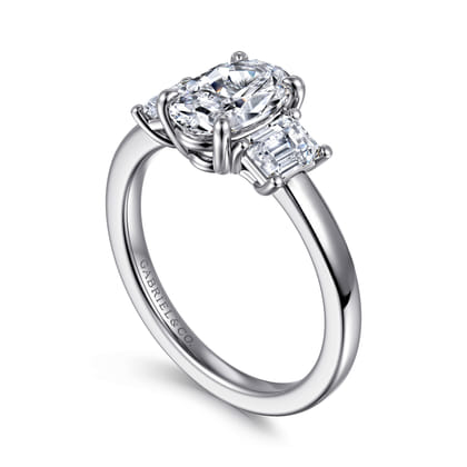 Stephi - 14K White Gold Oval Three Stone Diamond Engagement Ring