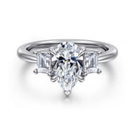 Stephi - 14K White Gold Pear Shape Three Stone Diamond Engagement Ring