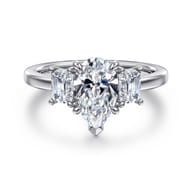 Stephi - 14K White Gold Pear Shape Three Stone Diamond Engagement Ring