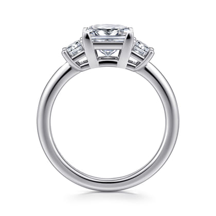 Stephi - 14K White Gold Princess Cut Three Stone Diamond Engagement Ring