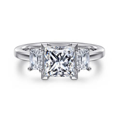 Stephi - 14K White Gold Princess Cut Three Stone Diamond Engagement Ring