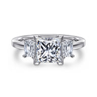 Stephi - 14K White Gold Princess Cut Three Stone Diamond Engagement Ring